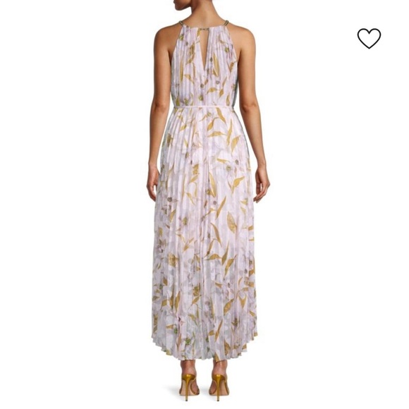 TED BAKER | DIXXIE PLEATED PRINTED SLEEVELESS FLORAL HIGH LOW MAXI DRESS SIZE 4 - Picture 3 of 13